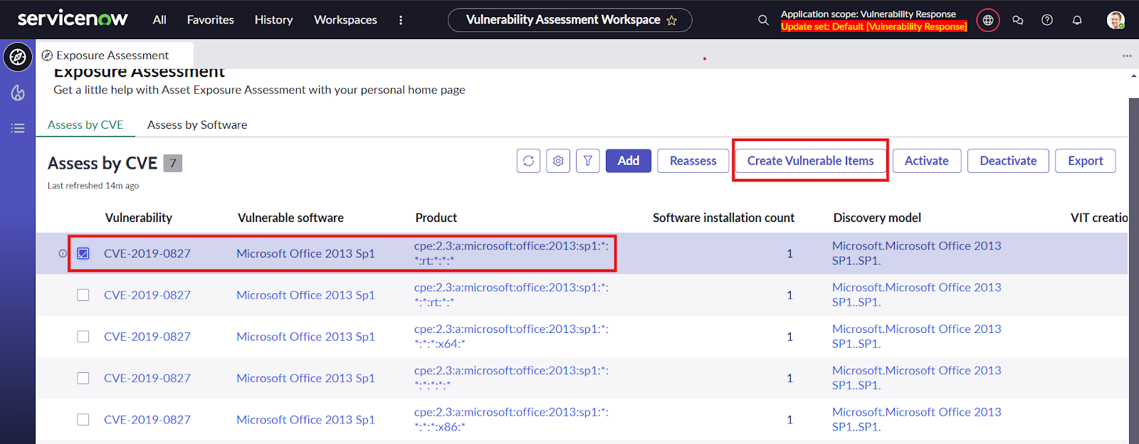 Create Vulnerability Items