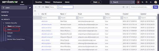 ServiceNow Users Module